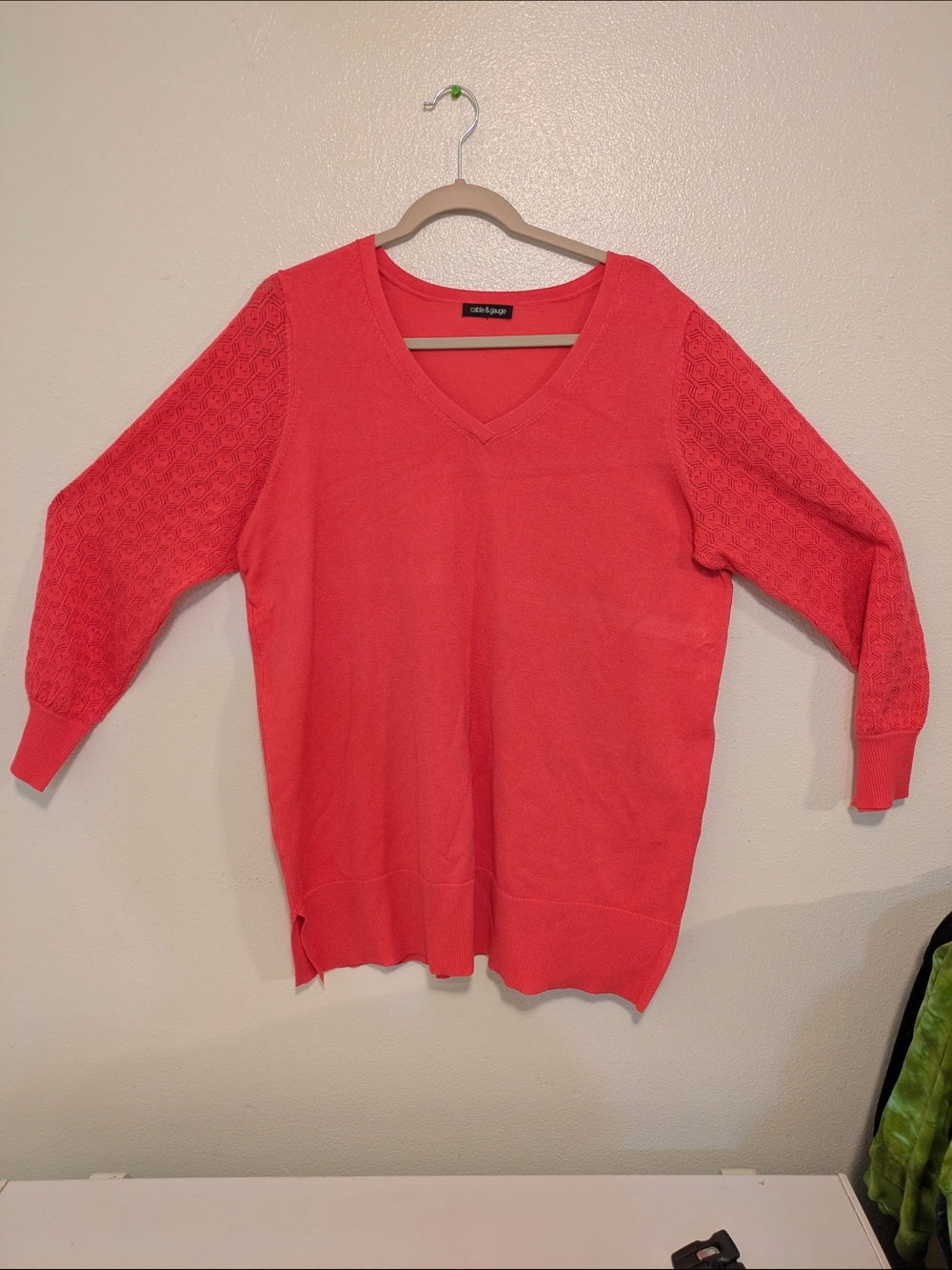 Coldwater Creek Coral/Pink V-Neck Knit Sweater